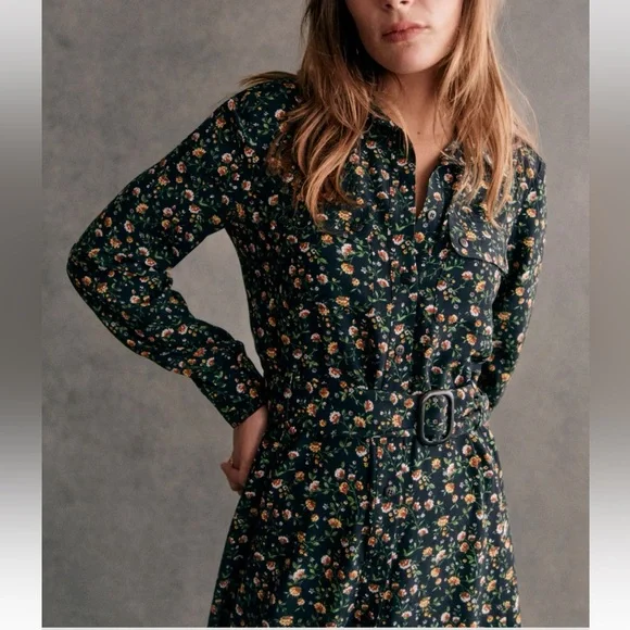 Sezane Tea Dress Navy Miranda Print - Size 6. Excellent used condition - Picture 6 of 10